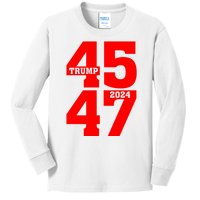 45 47 Trump 2024 Funny Trump 2024 Kids Long Sleeve Shirt