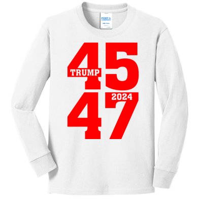 45 47 Trump 2024 Funny Trump 2024 Kids Long Sleeve Shirt