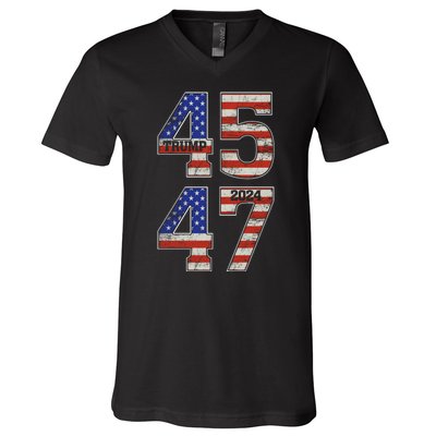 45 47 Trump 2024 Funny Trump 2024 V-Neck T-Shirt