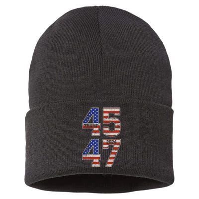 45 47 Trump 2024 Funny Trump 2024 Sustainable Knit Beanie