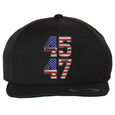 45 47 Trump 2024 Funny Trump 2024 Wool Snapback Cap