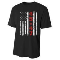 45 47 Trump Vintage Usa Flag 2024 President Election Politic Performance Sprint T-Shirt