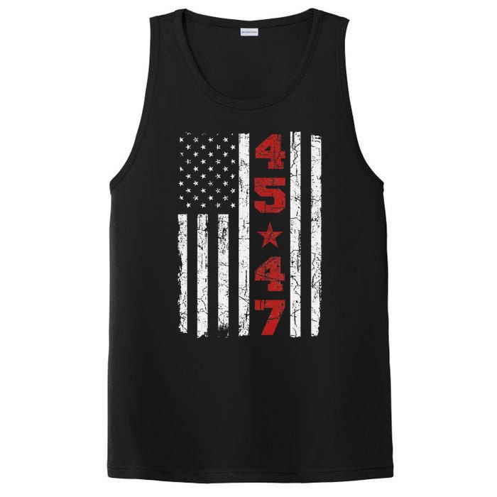 45 47 Trump Vintage Usa Flag 2024 President Election Politic PosiCharge Competitor Tank