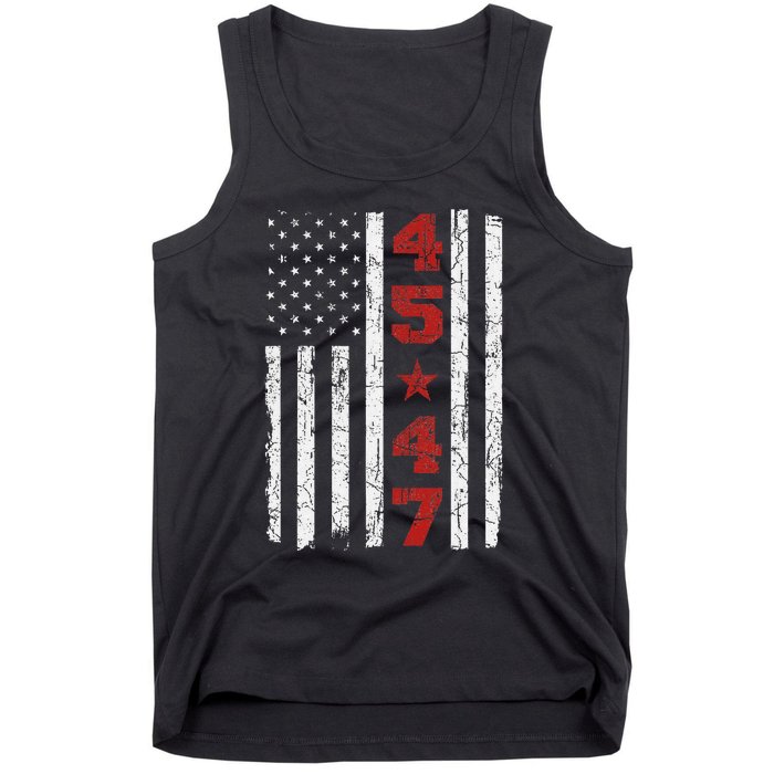 45 47 Trump Vintage Usa Flag 2024 President Election Politic Tank Top