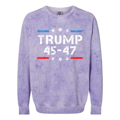 45 47 Trump 2024 American Flag Colorblast Crewneck Sweatshirt