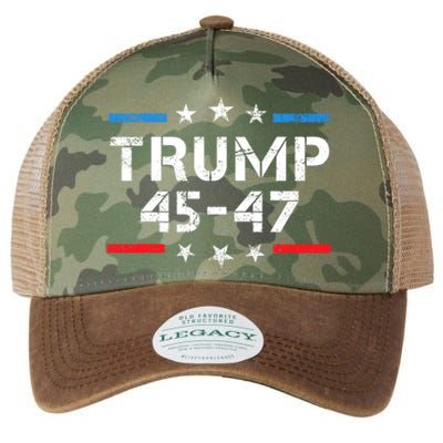 45 47 Trump 2024 American Flag Legacy Tie Dye Trucker Hat