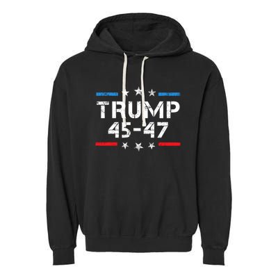 45 47 Trump 2024 American Flag Garment-Dyed Fleece Hoodie