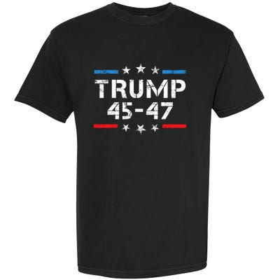 45 47 Trump 2024 American Flag Garment-Dyed Heavyweight T-Shirt