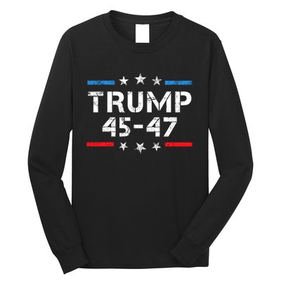 45 47 Trump 2024 American Flag Long Sleeve Shirt