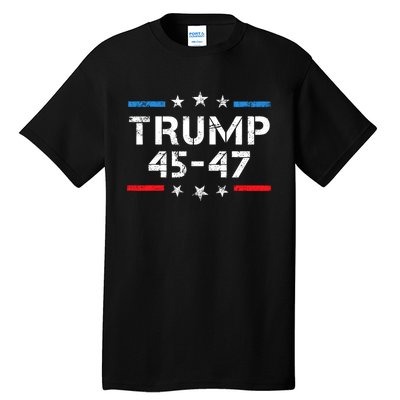 45 47 Trump 2024 American Flag Tall T-Shirt