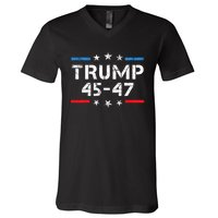 45 47 Trump 2024 American Flag V-Neck T-Shirt