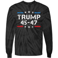 45 47 Trump 2024 American Flag Tie-Dye Long Sleeve Shirt