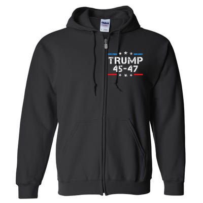 45 47 Trump 2024 American Flag Full Zip Hoodie