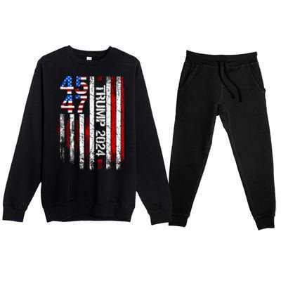 45 47 Trump 2024 American Flag Premium Crewneck Sweatsuit Set