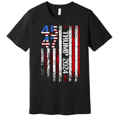 45 47 Trump 2024 American Flag Premium T-Shirt