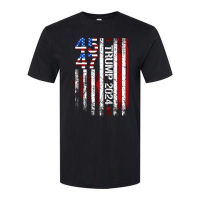 45 47 Trump 2024 American Flag Softstyle CVC T-Shirt