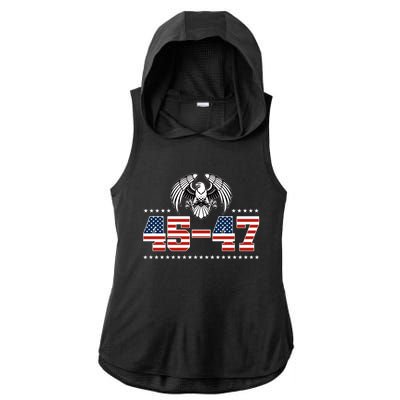 45 47 Trump Wins 2024 Election Ladies PosiCharge Tri-Blend Wicking Draft Hoodie Tank