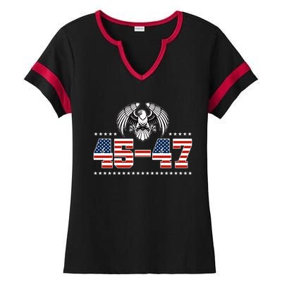 45 47 Trump Wins 2024 Election Ladies Halftime Notch Neck Tee