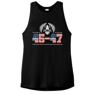 45 47 Trump Wins 2024 Election Ladies PosiCharge Tri-Blend Wicking Tank