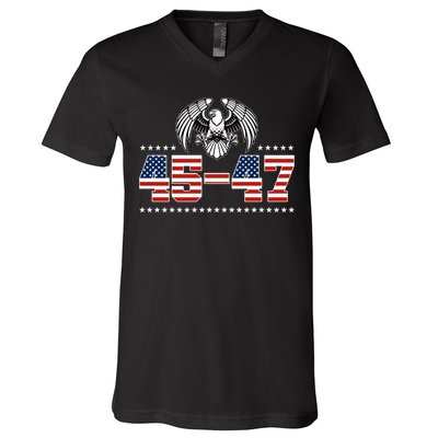 45 47 Trump Wins 2024 Election V-Neck T-Shirt