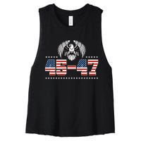 45 47 Trump Wins 2024 Election Women's Racerback Cropped Tank