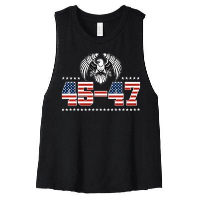 45 47 Trump Wins 2024 Election Women's Racerback Cropped Tank