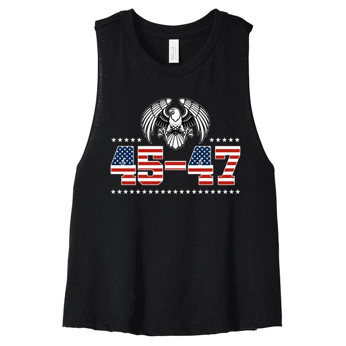 45 47 Trump Wins 2024 Election Women's Racerback Cropped Tank