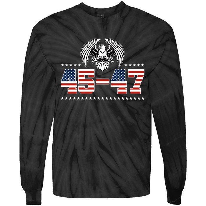 45 47 Trump Wins 2024 Election Tie-Dye Long Sleeve Shirt