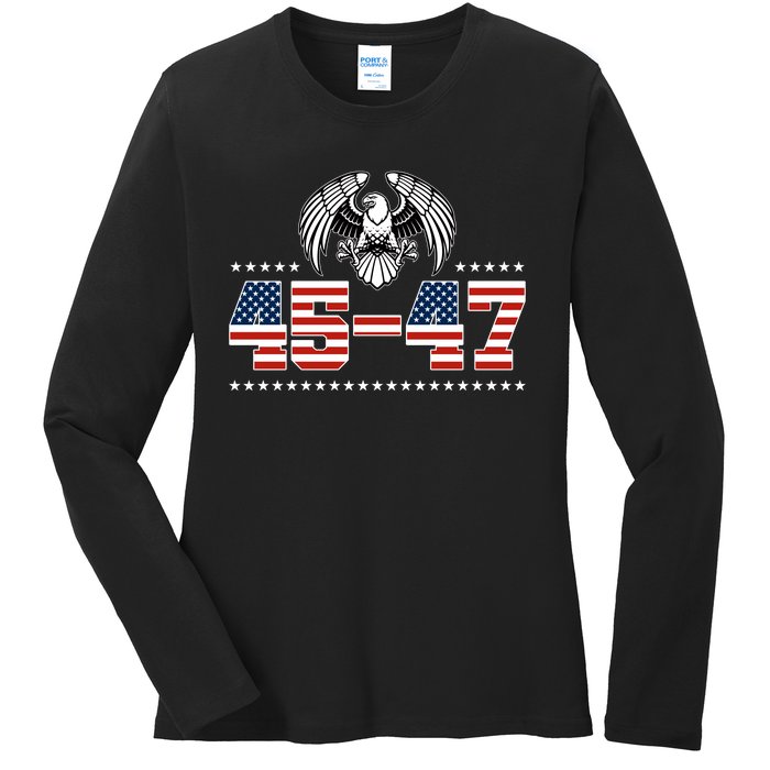 45 47 Trump Wins 2024 Election Ladies Long Sleeve Shirt