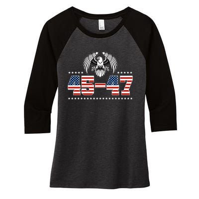 45 47 Trump Wins 2024 Election Women's Tri-Blend 3/4-Sleeve Raglan Shirt