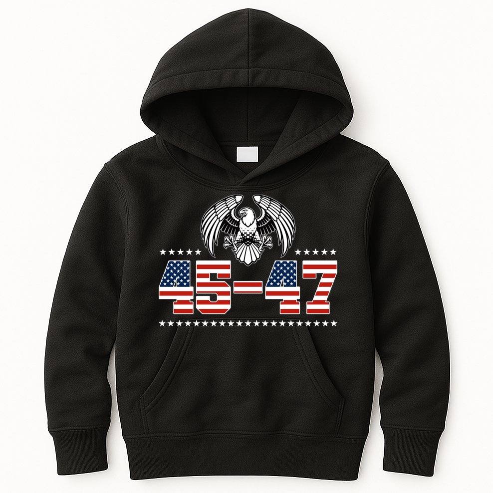 45 47 Trump Wins 2024 Election Kids Hoodie