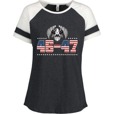 45 47 Trump Wins 2024 Election Enza Ladies Jersey Colorblock Tee