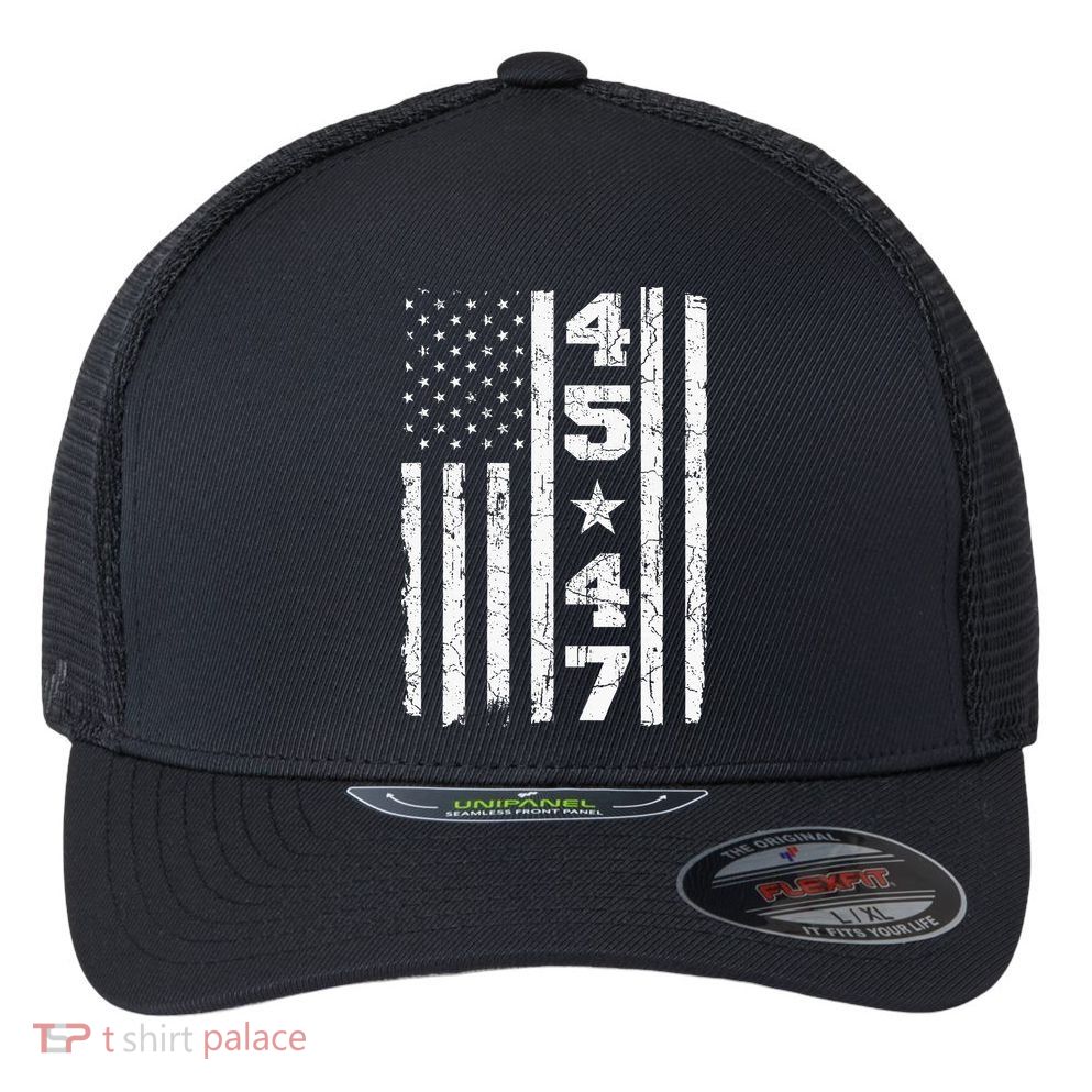 45 47 Trump Vintage Usa Flag 2024 President Election Politic Flexfit Unipanel Trucker Cap