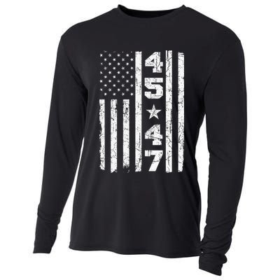 45 47 Trump Vintage Usa Flag 2024 President Election Politic Cooling Performance Long Sleeve Crew