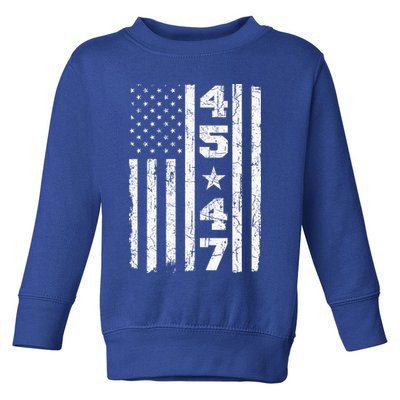 45 47 Trump Vintage Usa Flag 2024 President Election Politic Toddler Sweatshirt
