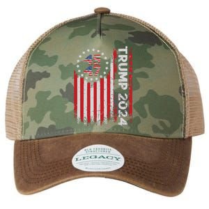 45 47 Trump 2024 American Flag Legacy Tie Dye Trucker Hat