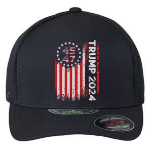 45 47 Trump 2024 American Flag Flexfit Unipanel Trucker Cap