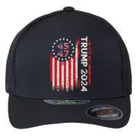 45 47 Trump 2024 American Flag Flexfit Unipanel Trucker Cap