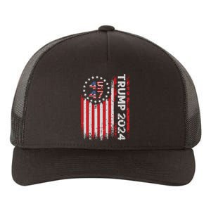 45 47 Trump 2024 American Flag Yupoong Adult 5-Panel Trucker Hat