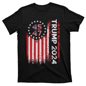 45 47 Trump 2024 American Flag T-Shirt