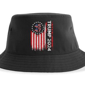 45 47 Trump 2024 American Flag Sustainable Bucket Hat