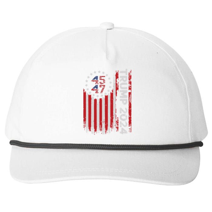 45 47 Trump 2024 American Flag Snapback Five-Panel Rope Hat