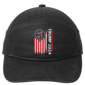 45 47 Trump 2024 American Flag 7-Panel Snapback Hat