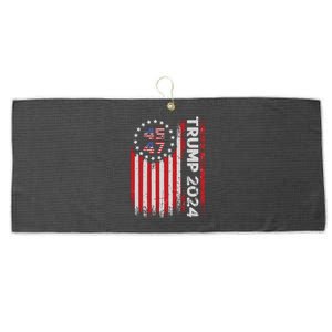 45 47 Trump 2024 American Flag Large Microfiber Waffle Golf Towel