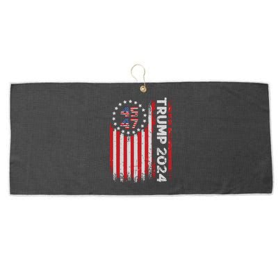 45 47 Trump 2024 American Flag Large Microfiber Waffle Golf Towel