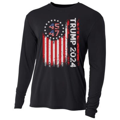 45 47 Trump 2024 American Flag Cooling Performance Long Sleeve Crew