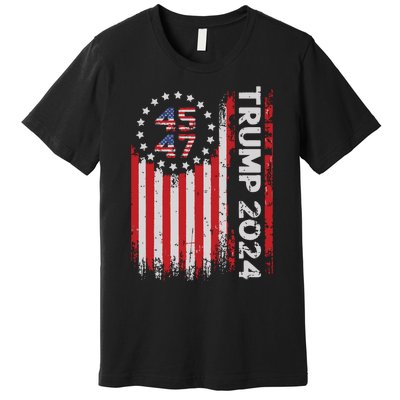 45 47 Trump 2024 American Flag Premium T-Shirt