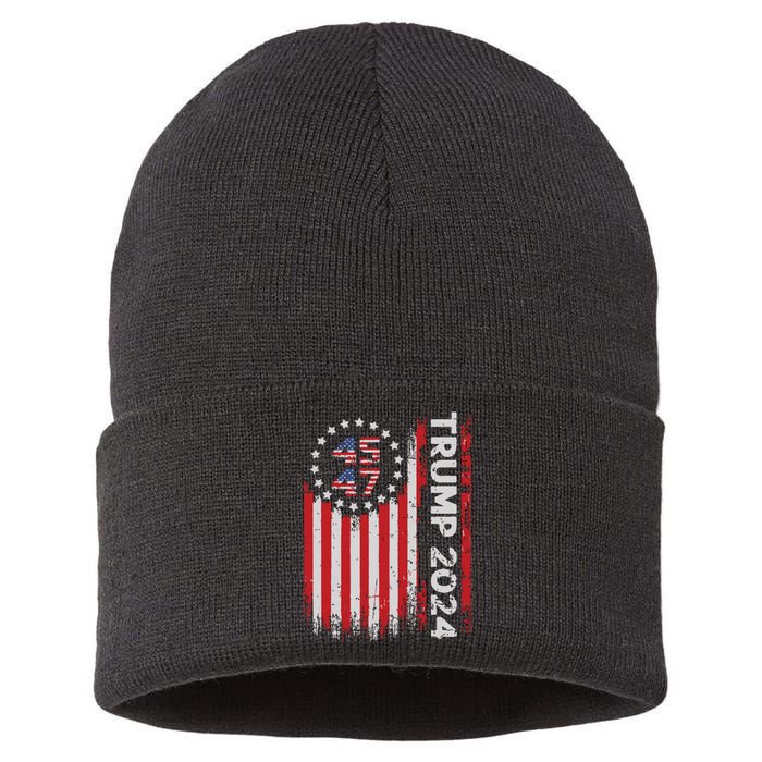 45 47 Trump 2024 American Flag Sustainable Knit Beanie