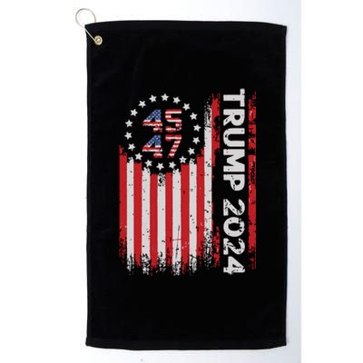 45 47 Trump 2024 American Flag Platinum Collection Golf Towel