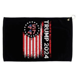 45 47 Trump 2024 American Flag Grommeted Golf Towel